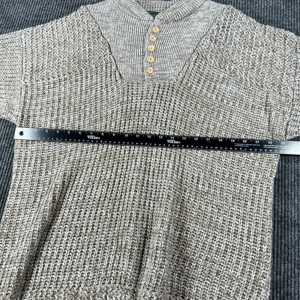 Campus Sweater Mens XL Extra Large Beige Chunky Knit 1/4 Button Pullover
